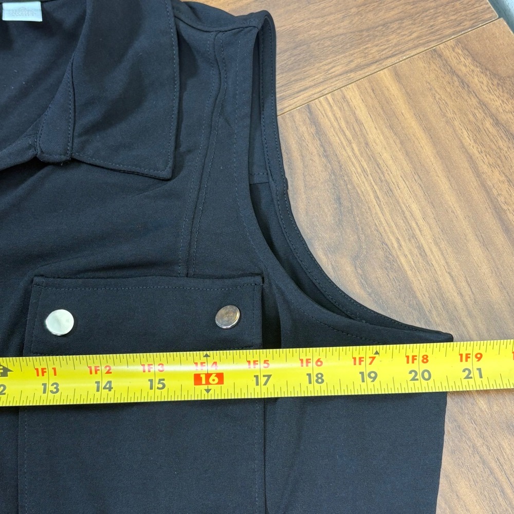 Chico's  Black Sleeveless Packable Button Up Stretch Shirt Maxi Dress Sz 2/US 14 - Picture 11 of 14